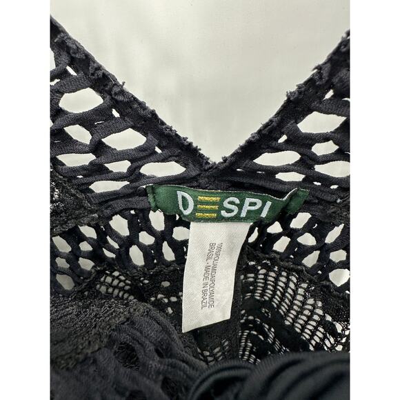 Despi Swim Cover Up Women MEDIUM Black V-Neck Polyamide Brazil Dress - Picture 5 of 7